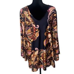 Zac & Rachel - Multicolor Paisley V-Neck Tunic - Size 2X